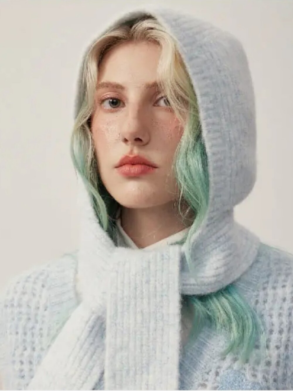 Alpaca Wool-Blend Earflap Soft Knit Hat, Ice Blue - One Size
